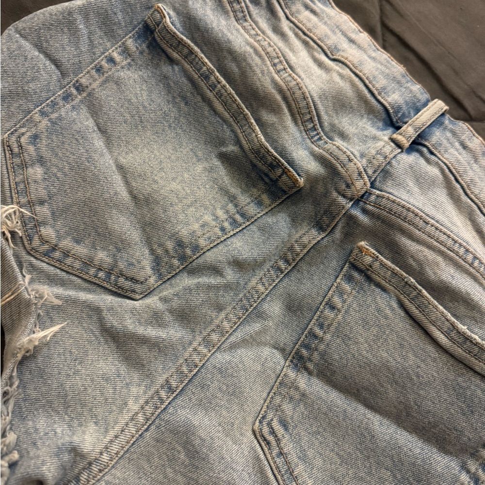 Zara Light Blue Distressed Jean Shorts - Picture 4 of 6